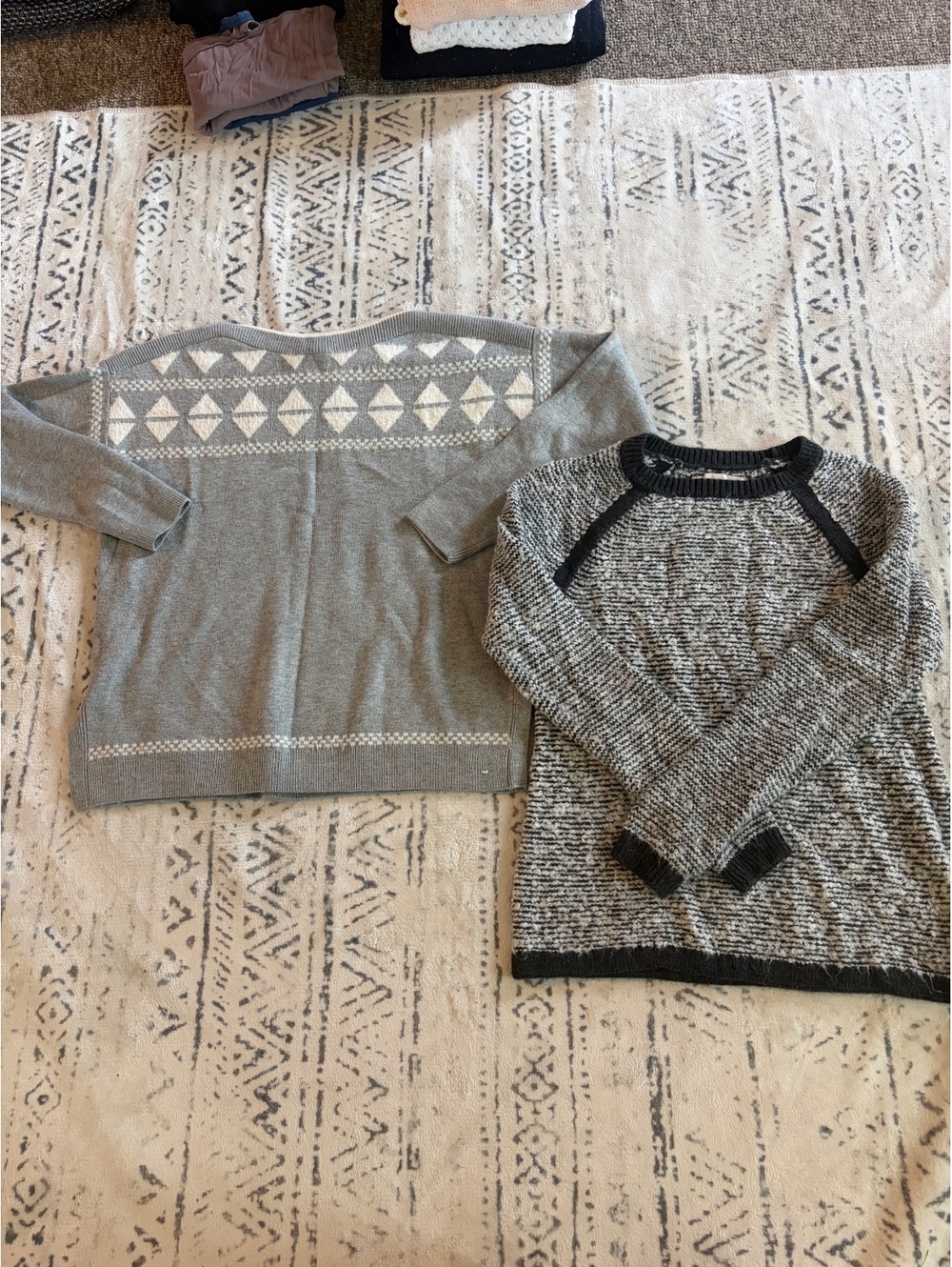LOFT Women's Sweater Size Small - Gray and Black Knit Pullovers, Set of 2